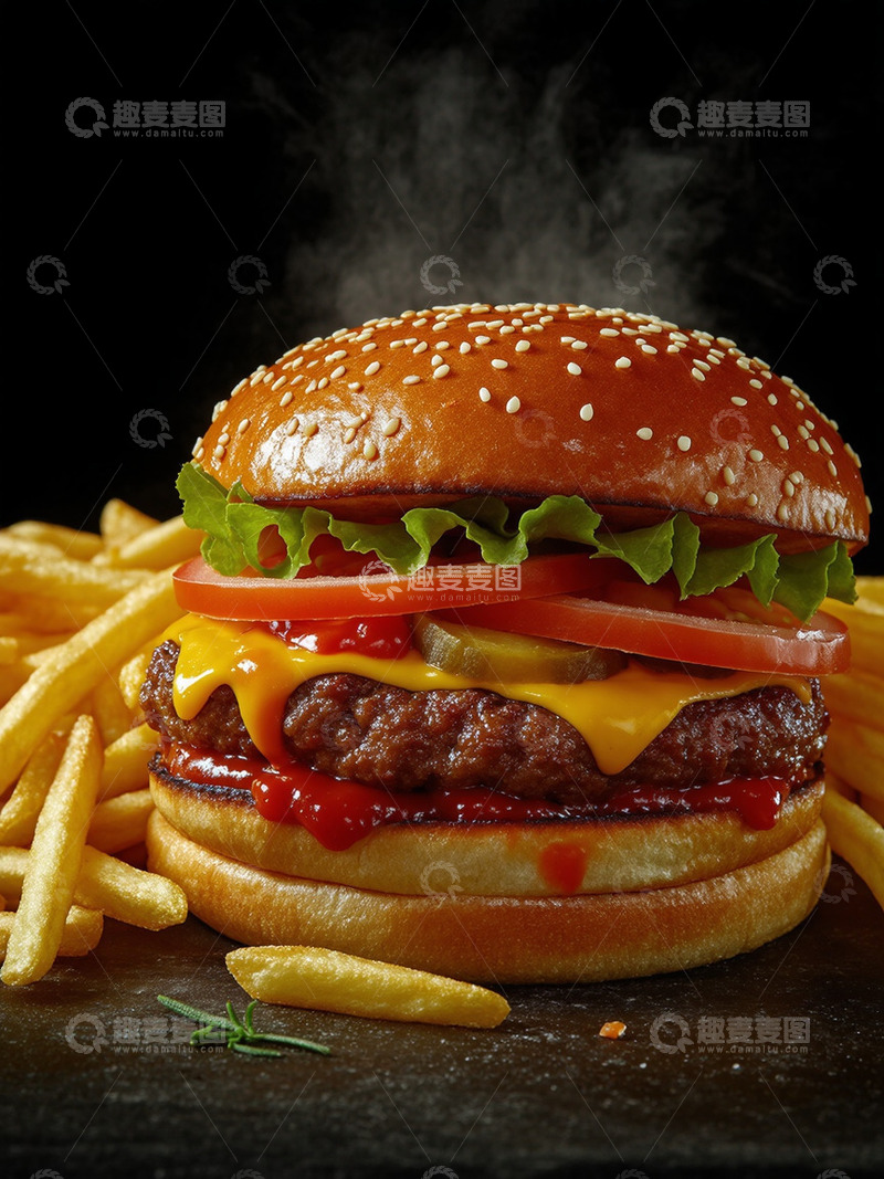 高清大图下载【趣麦麦图】创意汉堡薯条快餐美食摄影