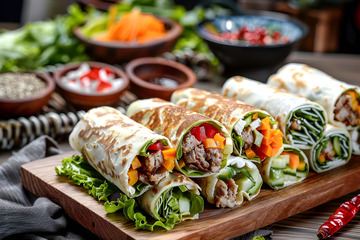 摞起来的蔬菜卷饼