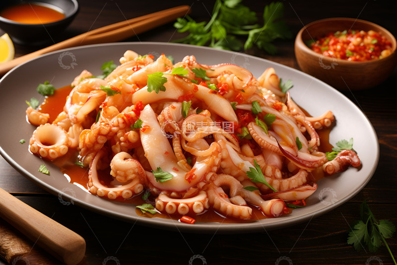 高清大图下载【趣麦麦图】一盘美味的炒鱿鱼