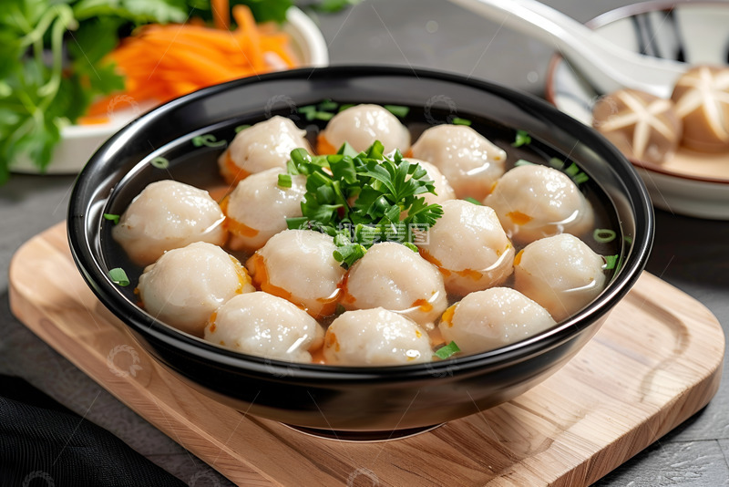 高清大图下载【趣麦麦图】-一碗鱼肉丸子美食