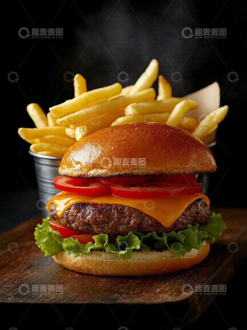 高清大图下载【趣麦麦图】创意汉堡薯条快餐美食摄影1
