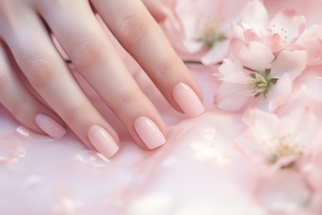 粉色的美甲摄影