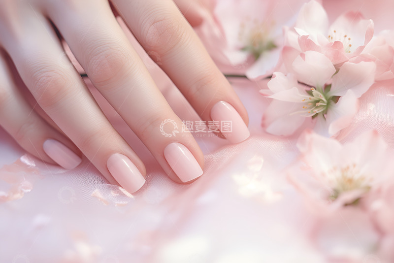 粉色的美甲摄影