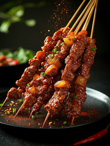 创意烧烤烤串美食创意摄影图