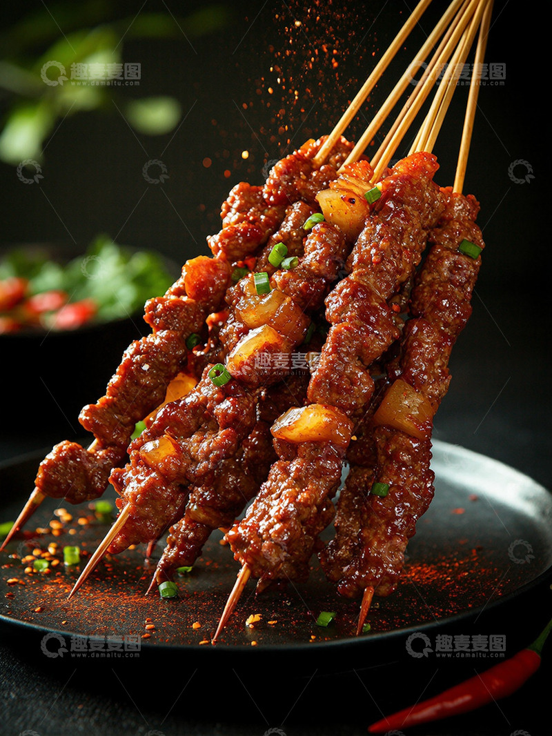 高清大图下载【趣麦麦图】创意烧烤烤串美食创意摄影图