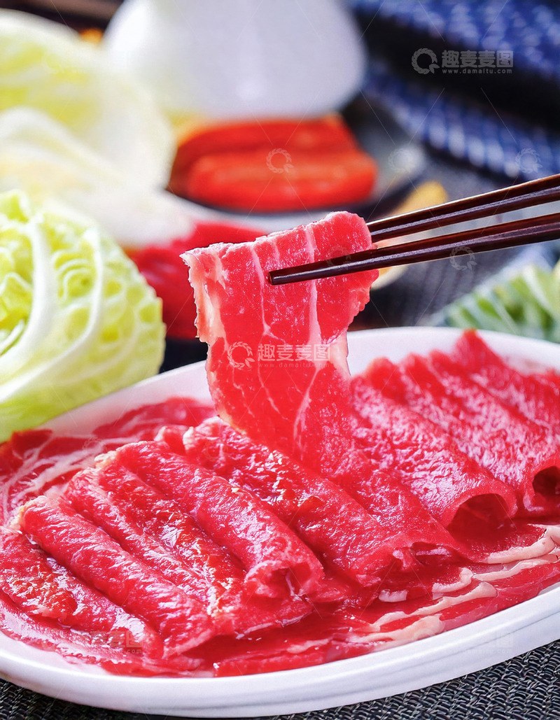 高清大图下载【趣麦麦图】牛肉卷的新鲜与健康