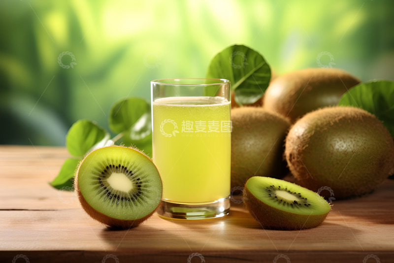 猕猴桃汁放在桌面
