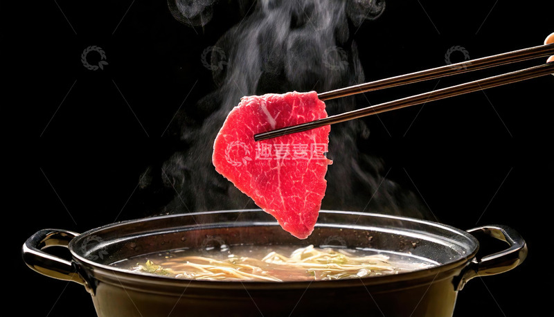 高清大图下载【趣麦麦图】筷子夹起的牛肉片