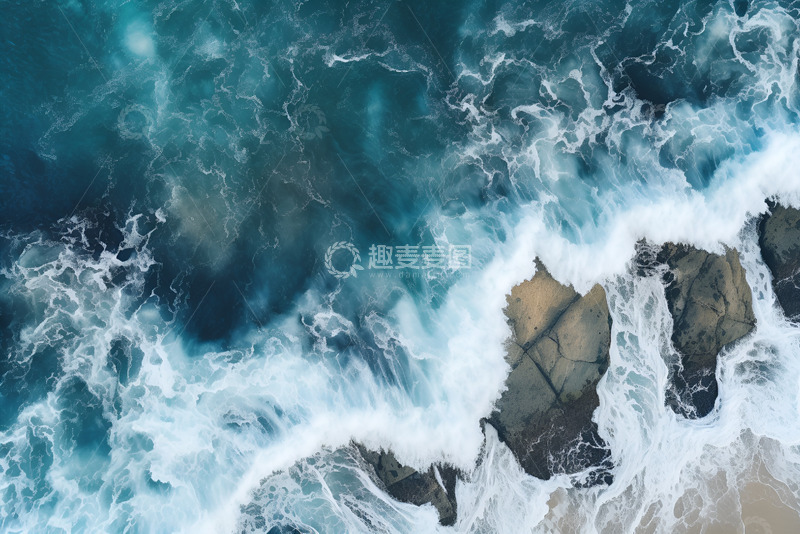 深蓝色大海岩石