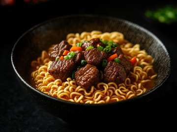 创意美食红烧牛肉方便面