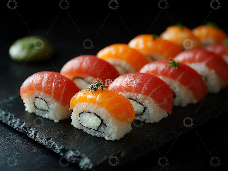 高清大图下载【趣麦麦图】创意美食三文鱼寿司摄影