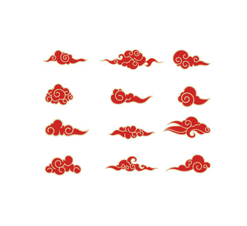 中式金边云纹祥云花纹新年喜庆装饰素材