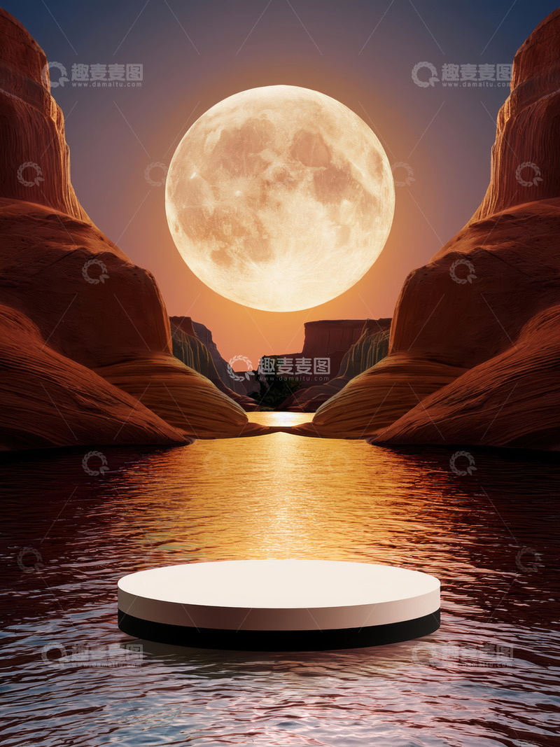 高清大图下载【趣麦麦图】月光映照下的神秘峡谷