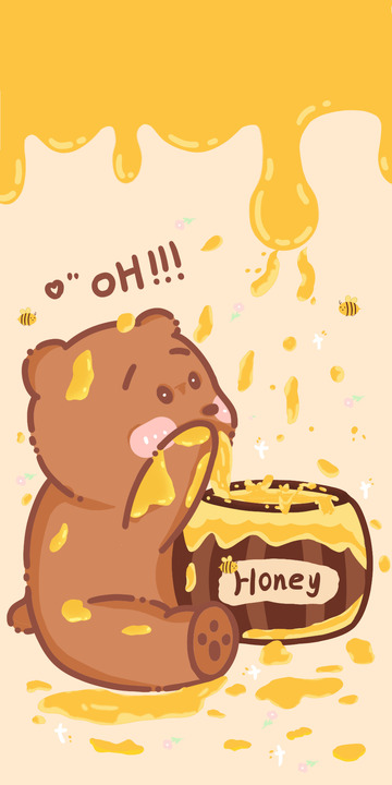 小熊蜂蜜壁纸可爱背景
