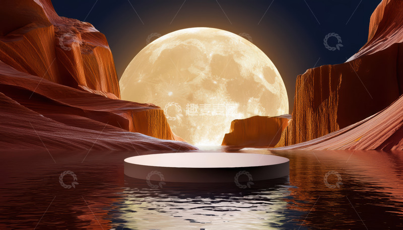 高清大图下载【趣麦麦图】月色中的产品底座展示