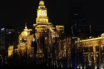 上海黄浦江万国建筑群夜景