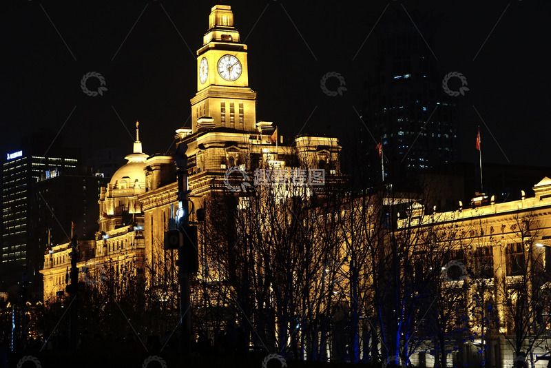 高清大图下载【趣麦麦图】上海黄浦江万国建筑群夜景