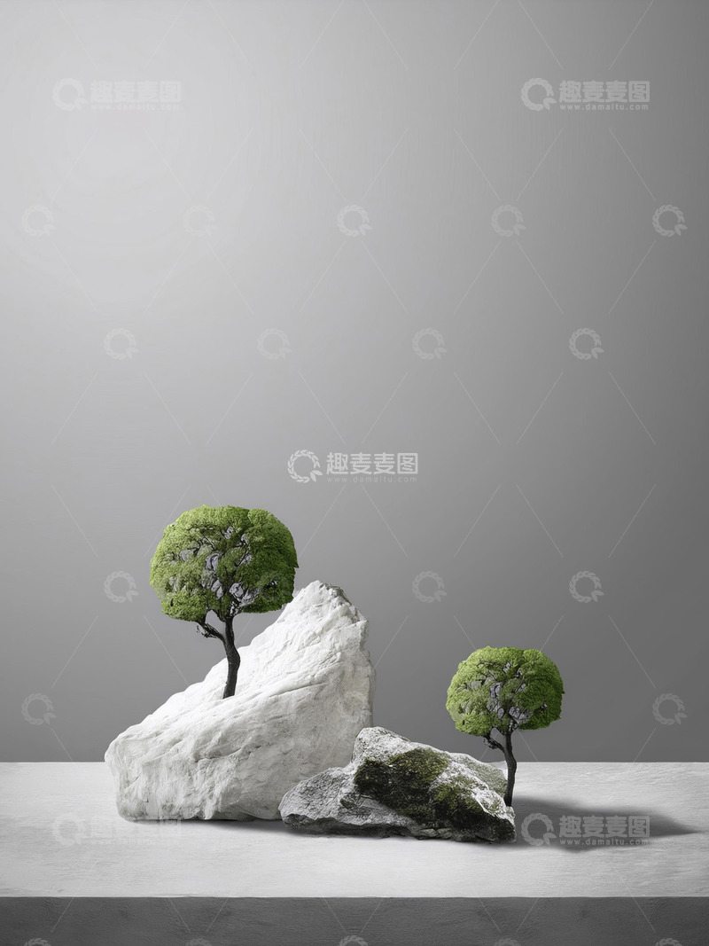 高清大图下载【趣麦麦图】美妆背景展台的水泥底座石景秀1