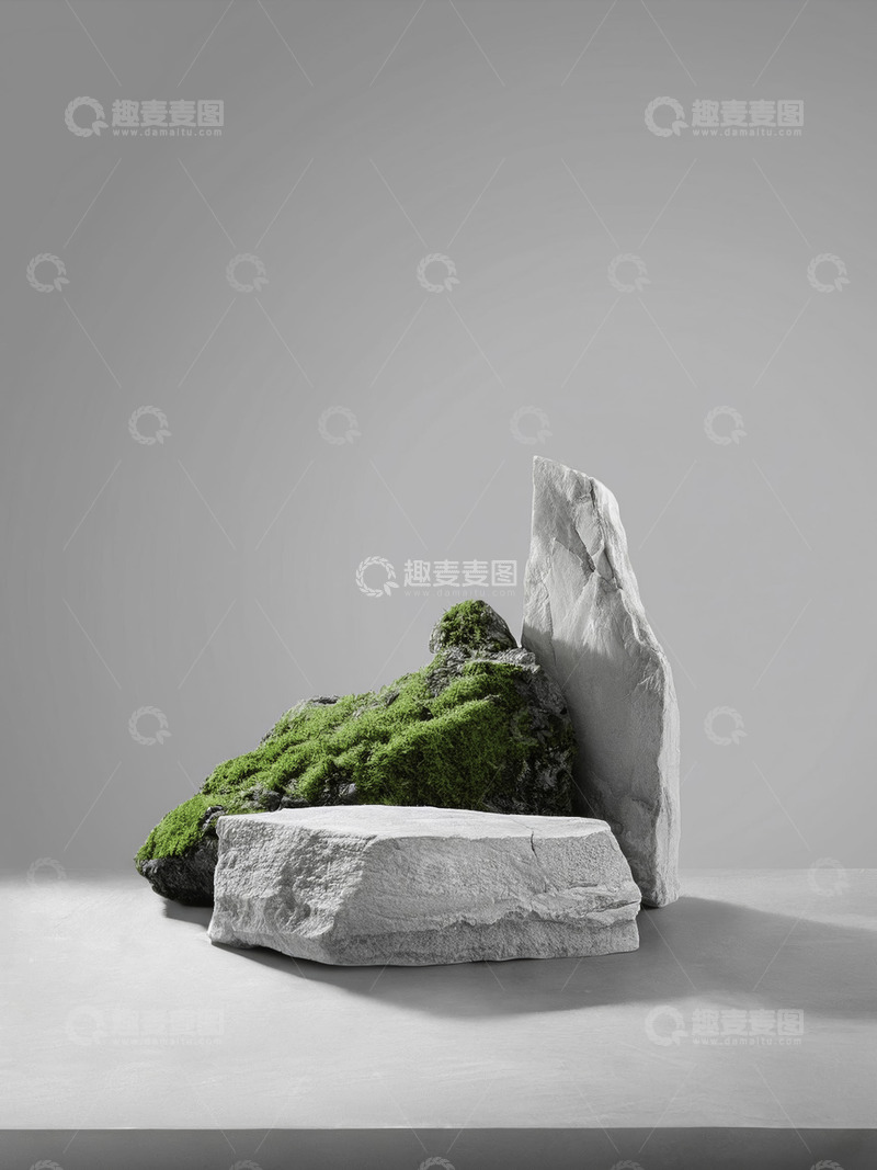 高清大图下载【趣麦麦图】美妆背景展台的水泥台石景丽韵显2