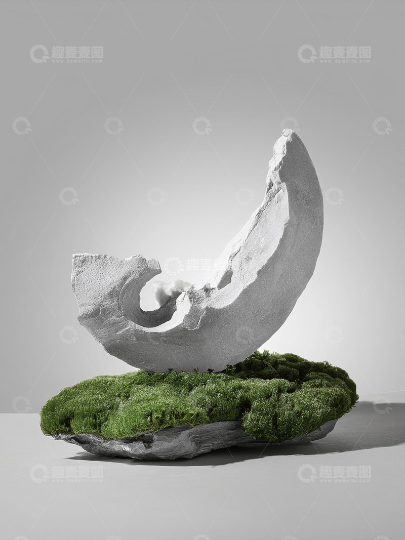 高清大图下载【趣麦麦图】美妆背景展台的灰调背景苔鲜亮眼1