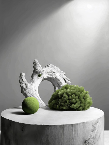 美妆背景展台的岩石苔藓妆衬优雅