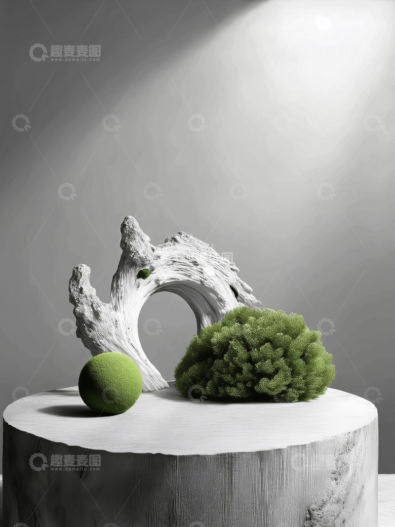 高清大图下载【趣麦麦图】美妆背景展台的岩石苔藓妆衬优雅