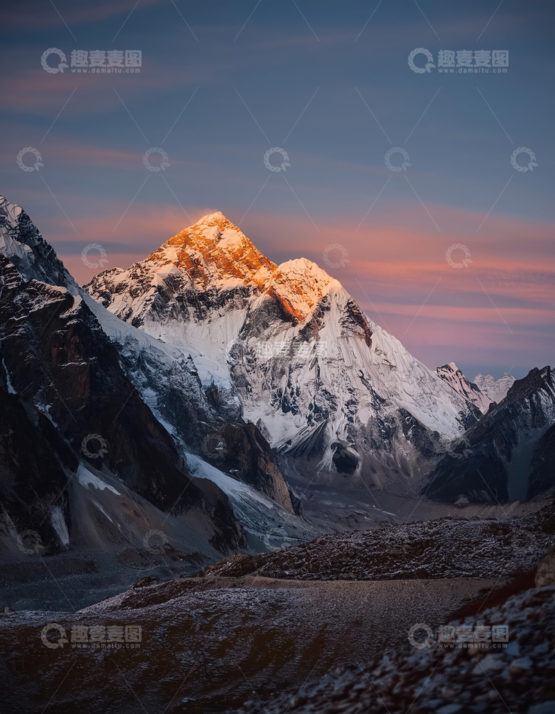 高清大图下载【趣麦麦图】雪山金辉耀山河1