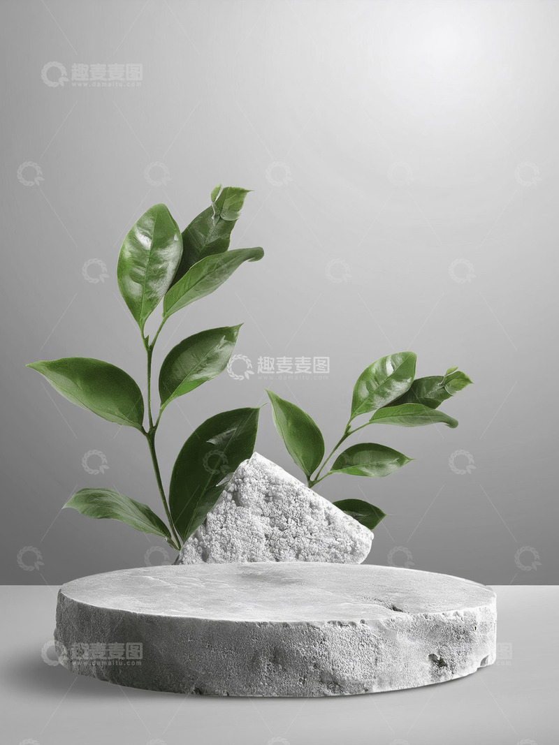 高清大图下载【趣麦麦图】美妆背景展台的灰背景石景意韵深1