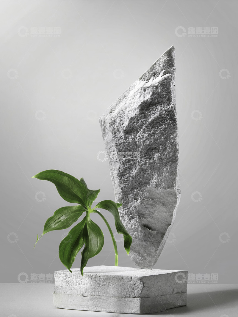 高清大图下载【趣麦麦图】美妆背景展台的石上生机妆映精致2