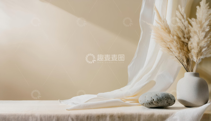 高清大图下载【趣麦麦图】干花与石头的静谧角落