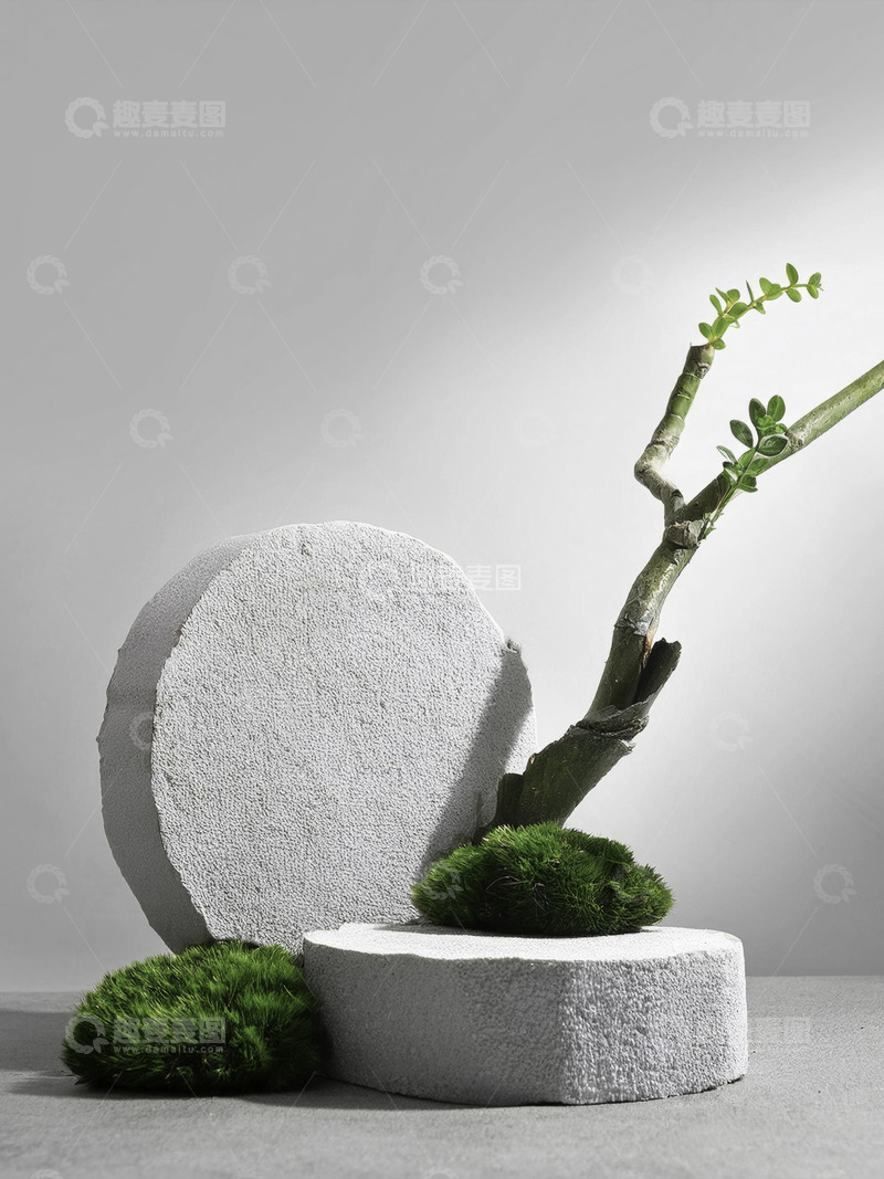 高清大图下载【趣麦麦图】美妆背景展台的水泥底座石景佳韵扬1