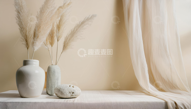 高清大图下载【趣麦麦图】干花与石头的自然组合