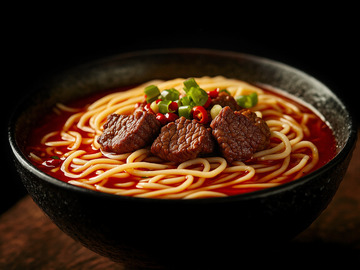 创意美食特色麻辣牛肉面