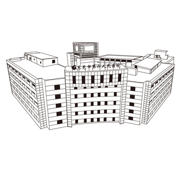 建筑地标手绘线稿图