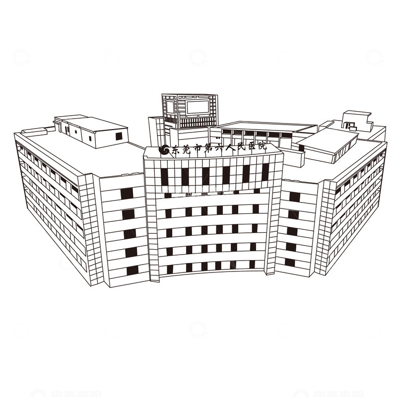 源文件下载【趣麦麦图】建筑地标手绘线稿图