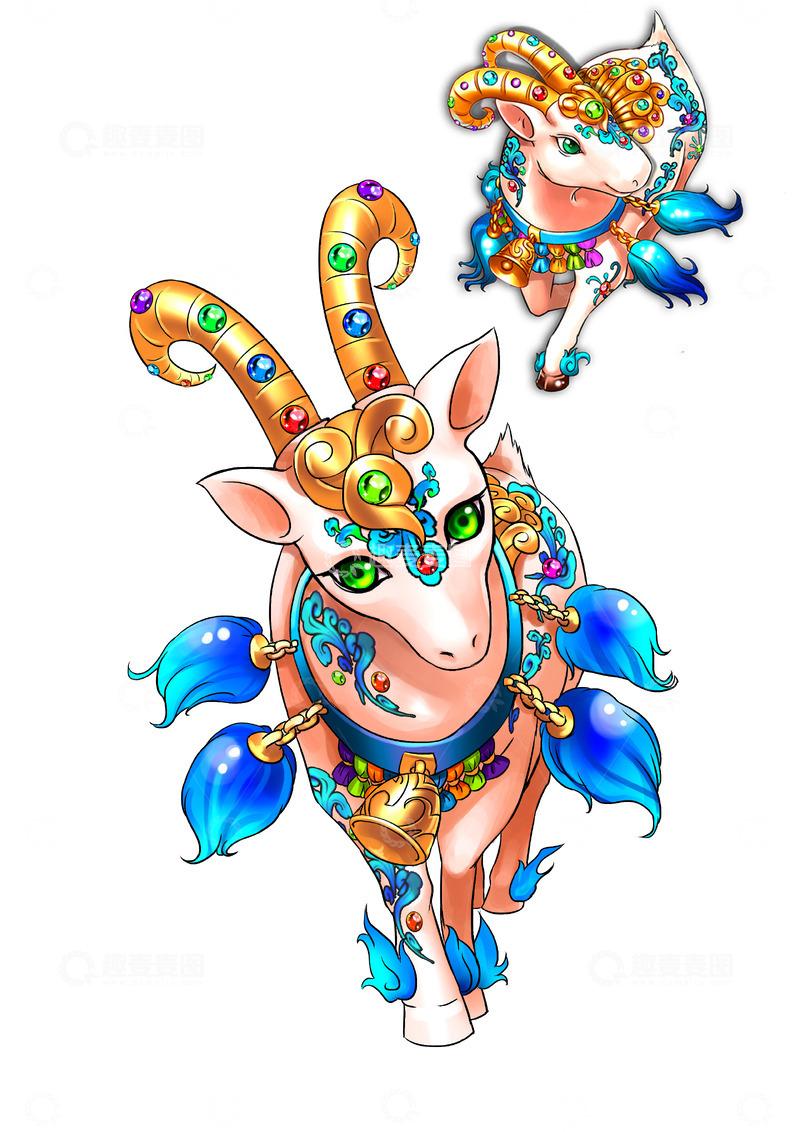 源文件下载【趣麦麦图】华丽的金色手绘羊