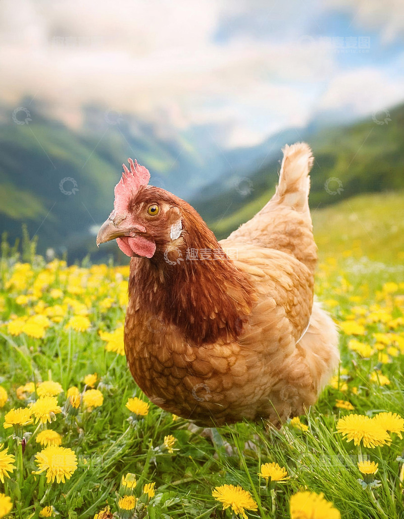 高清大图下载【趣麦麦图】山林下鸡儿的和谐共处