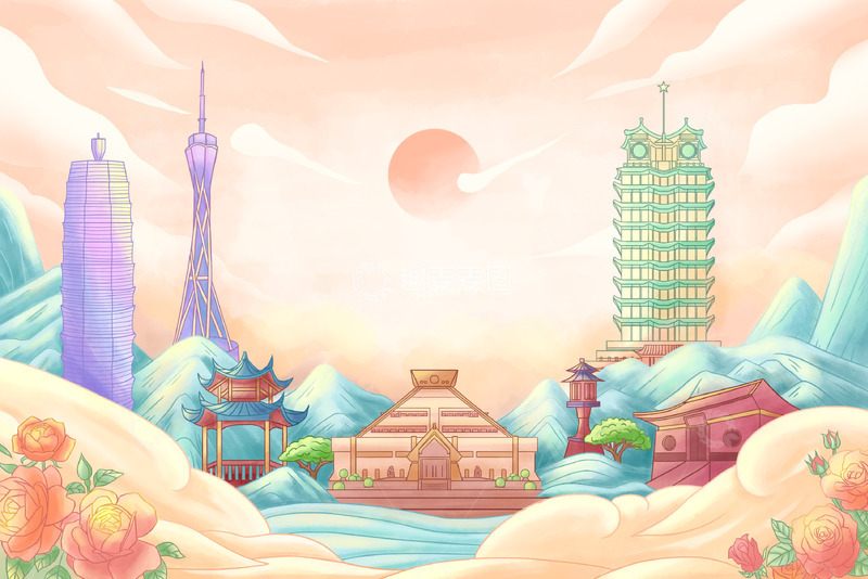 源文件下载【趣麦麦图】城市地标郑州