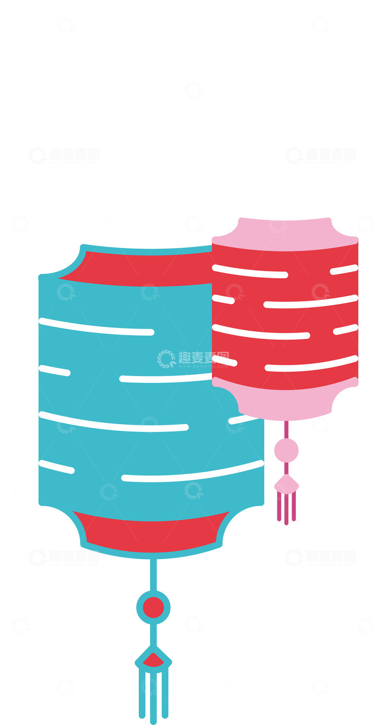 源文件下载【趣麦麦图】元宵矢量灯笼喜庆国潮