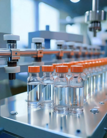 制药工厂的小瓶生产景观