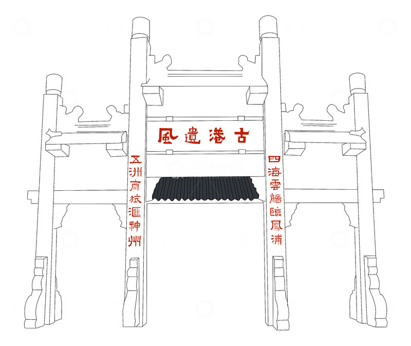 源文件下载【趣麦麦图】广州黄埔古巷牌楼