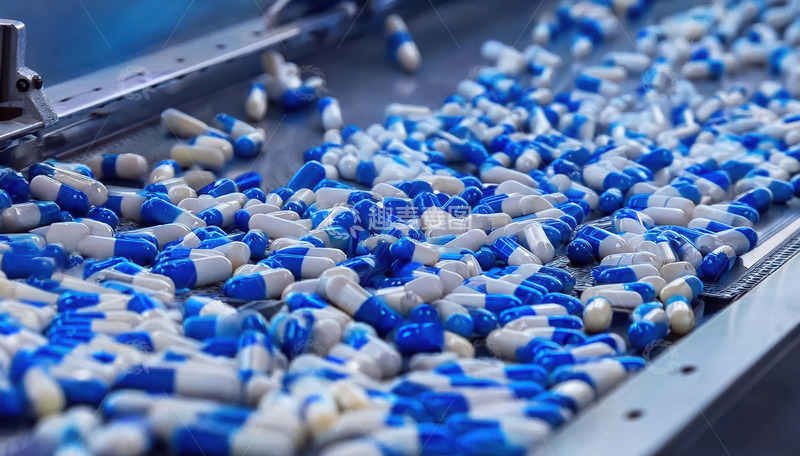 高清大图下载【趣麦麦图】胶囊在传送带上的有序排列