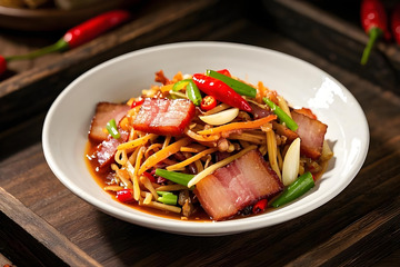 干萝卜炒腊肉美食摄影