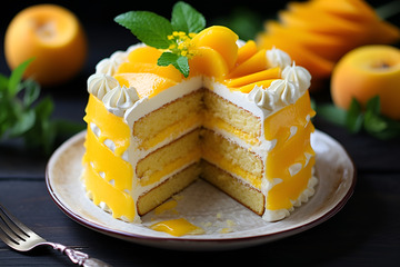 芒果奶油夹心蛋糕