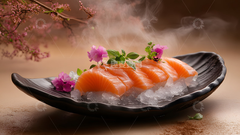 日式寿司拼盘与香料点缀的精致摆盘