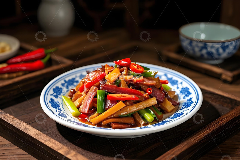 高清大图下载【趣麦麦图】烟笋炒腊肉美食摄影