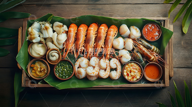 高清大图下载【趣麦麦图】多样化寿司与刺身的豪华日式餐盒