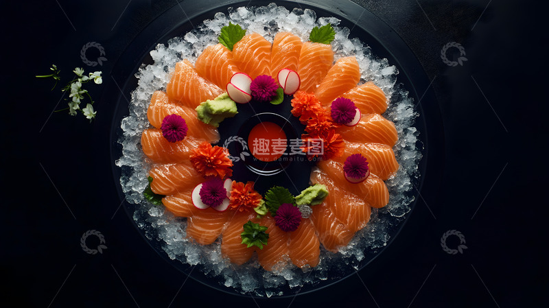 高清大图下载【趣麦麦图】精美摆盘的刺身拼盘高端日本料理