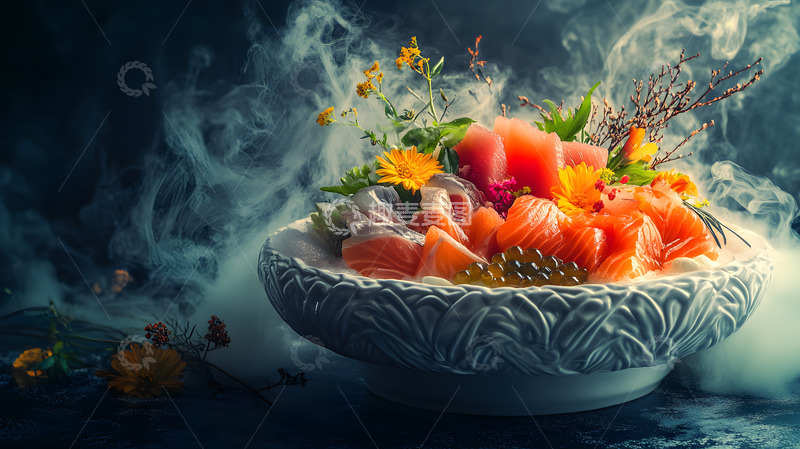 高清大图下载【趣麦麦图】色彩鲜艳的刺身拼盘与动态特效日式美食