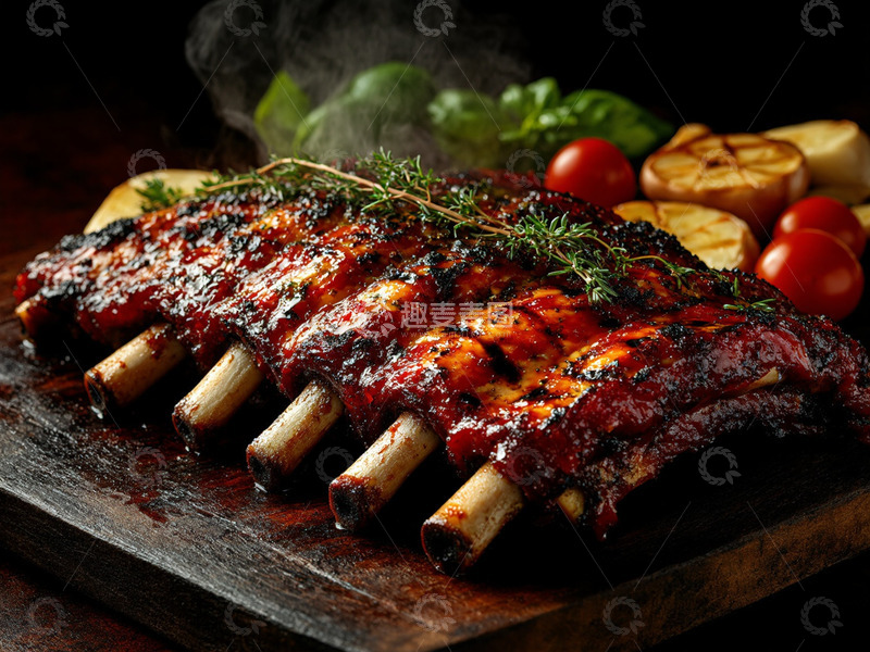 高清大图下载【趣麦麦图】创意美食烤排骨摄影图